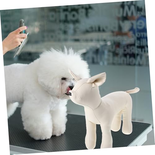 LIGIGWASH Leder Hundemannequin Sitzend Weiß S Robust und Dekorativ für Kleine Hundebekleidung zur Präsentation von Haustierkleidung im Geschäft Langlebiges Modell für Hundeshops