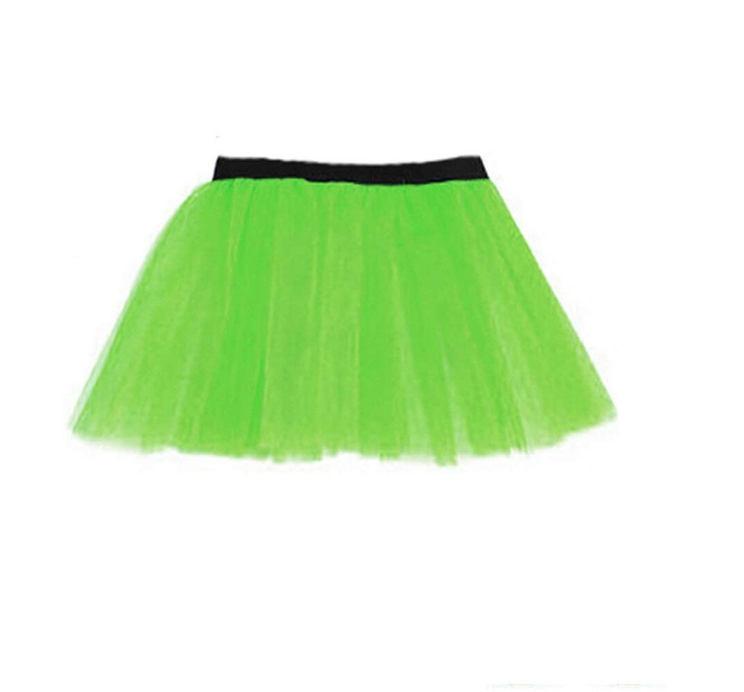 Gizelle Women's Green Fancy Dress Neon Tutu Skirt 80S Two Layers Party Outfit Hen Party Running Costume 1980S (Green)