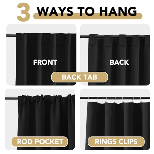 Image of H.VERSAILTEX Blackout Curtains Thermal Insulated Window Treatment Panels Room Darkening Blackout Drapes for Living Room Back Tab /Rod Pocket Bedroom Draperies, 52 x 72 Inch, Jet Black, 2 Panels