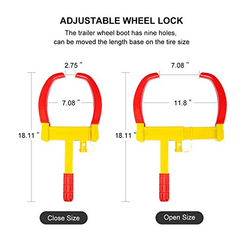 Alavente Heavy Duty Trailer Lock Wheel Clamps, Adjustable Anti-Theft Tire Lock, Boot For Car Truck Rv Boat Trailer Automotive Golf Carts #TOP1