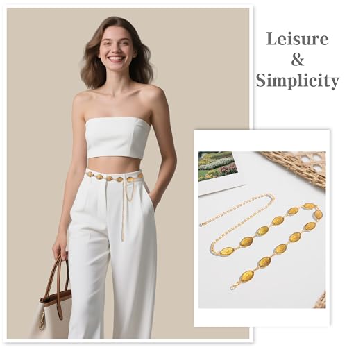 Western Sliver Chain Belt for Women - Concho Link Chain Western Cowgirl Belts for Jeans Dresses2