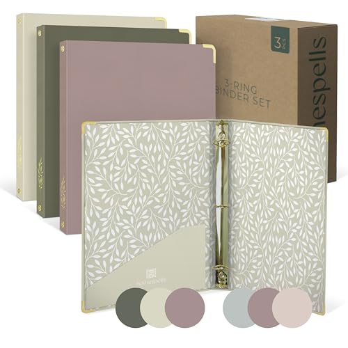 3 Ring Binder 1-Inch Rings 3-Pack of Cute Binders with Pockets Gold-Foil & Metal Corners 1 Inch Binders 3 Ring Cute for School Office & Work 1 Pastel Three-Ring Binder One Inch