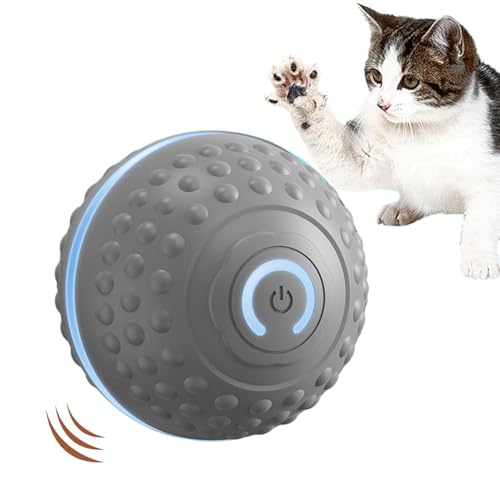 Pelota interactiva para gatos | Bola de movimiento automática interactiva con luz - Juguete eléctrico para masticar para gatitos pequeños y medianos