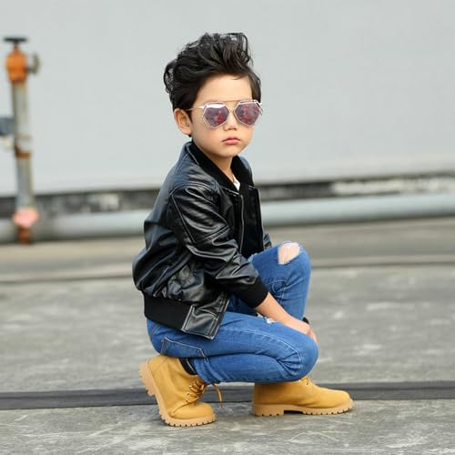 Boys Leather Jackets For Toddler Kids Faux Motorcycle PU Leather Coats4