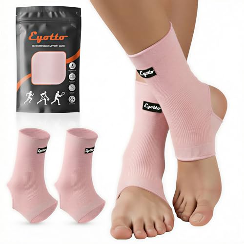 Image of eYotto Ankle Compression Sleeve, Ankle Brace Socks for Men & Women (1 Pair) | Non-slip, Lightweight,Breathable, Plantar Fasciitis, Sprain Relief, Breathable Foot, Ankle Compression Support for Swelling