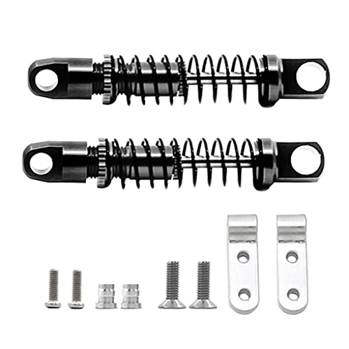 Guohetuk 2個 RCカーショックアブソーバー メタルアルミ合金 防錆加工 リアダンパー 強力スプリング パーツ アクセサリー DIY取付 WPL D12 1/10 RCトラックに適用, 黒