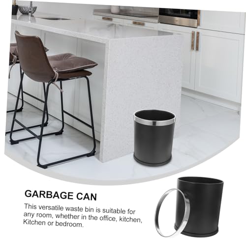 Basurero de hierro rectangular negro para cocina y baño miniatura 5