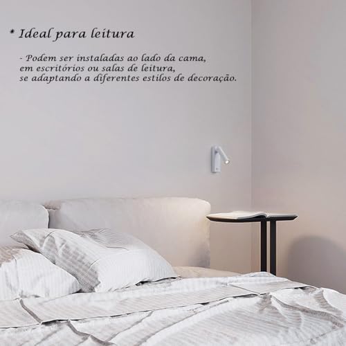 Arandela Leitura Cabeceira Com LED Interruptor Spot Quarto Branco Bet52