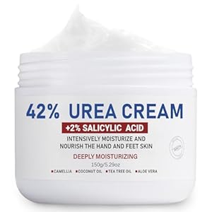 Urea Cream 42% plus Salicylic Acid 2% Net 5.29 Oz for Dry Cracked Feet, Heels, Knees, Elbows, Hands Repair Treatment. Moisturizes and Removes Corns, Calluses, Dead Skin, and Softens Toenails