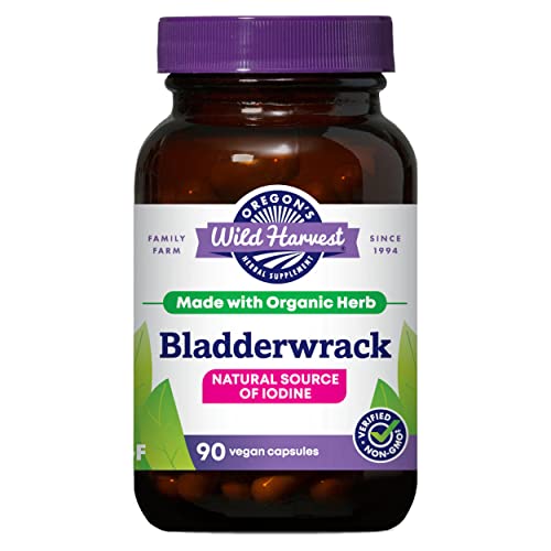 Oregons Wild Harvest Bladderwrack Organic Non-GMO pullulan (Plant sourced) Vegan Capsules 90 Count