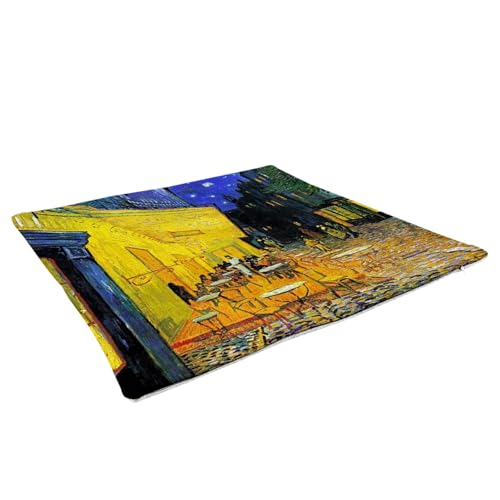 Coussin Van Gogh Terrasse du café au design similicuir blanc - 3