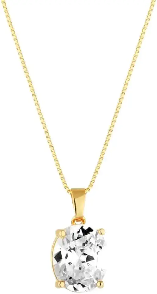 Colar Pingo de Luz com Pedra Zirconia Semi Joia Banhado Ouro 18k