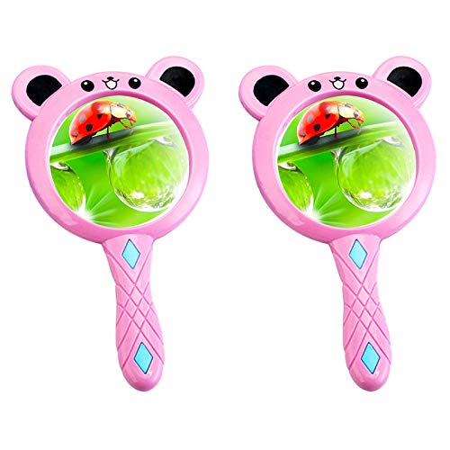 Handleselupe, Klarheit Vergrößerungsglas, Leselupe für Münzen, Wissenschaftsbücher, Briefmarken, Zeitungen, Karte, Inspektion (2 Stück Pink) Cover