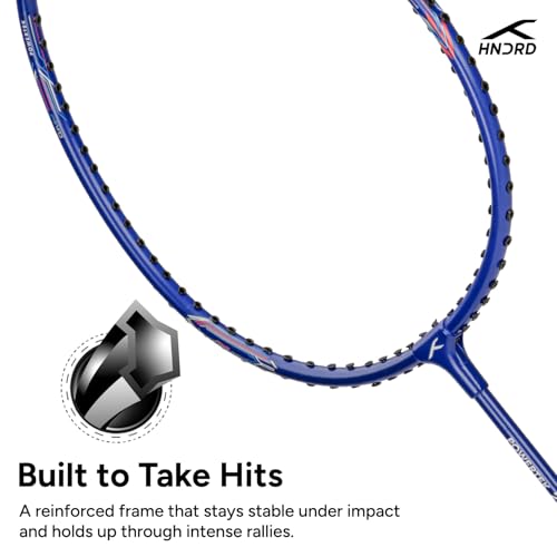 Image of Hundred Powertek 200 Aluminium Badminton Racket Combo, 1 Strung Racket with Full Cover & 3 Aura Nylon Shuttlecocks, Lightweight Shuttle Bats for Match Play