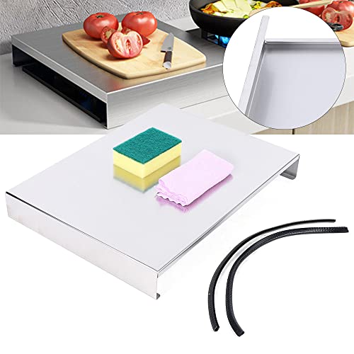 Ageanbri 15.75 * 11.81 In Noodle Board Stove Covers, Stainless Steels Stove Cover for Gas and Electric Stoves, Extra Thick Stainless Steels Stovetop and Sink Cover - Space Saving Kitchen Tray