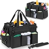IBVIVIC Wearable Cleaning Caddy Bag for Cleaning Supplies, Large Capacity Cleaning Organizer Tote Bag Kitchen Cleaning Supplies Storage Bag for Cleaners Housekeepers (Black)