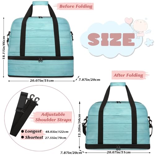 Wood Summer Ocean Travel Duffel Bags for Women & Men Large Sports Gym Bags Foldie Weekender Overnight Bag Carry On Tote Bag With Shoe Compartment Personal Item Bag for Travel Sports Gym2