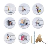 Lasyman 8 Pack Wooden Cabinet Knob 1-4/5inch Round Unique Fun Laundry Drawer Handles Room Knobs and Pulls