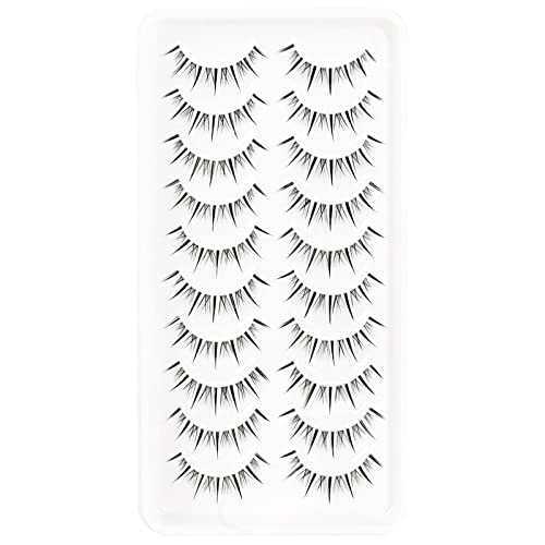 EMEDA Manga Lashes 10 Pair Natural Anime Lashes Transparent Band Reusable Black Polyester & Polybutylene Terephthalate Fibre False Eyelashes (Manga03 - Image 2