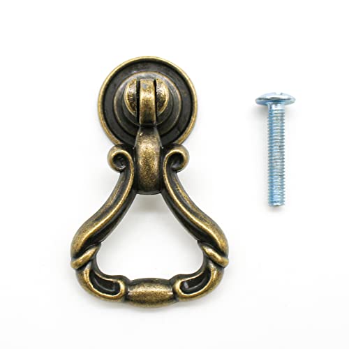 DOJA Barcelona | Tiradores Antiguos | Pack 8 | Tiradores Cajones Vintage con Anillo | 53*33*17mm | Zinc+Alu | Aldaba Laton...