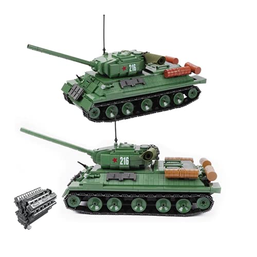 General Jim's WWII T-34 Soviet Tank Building Set – 500-Piece Authentic Military Brick Model with Rotating Cannon & Realistic Details, Perfect for History Enthusiasts & Compatible with Major Brands