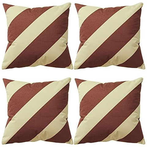 ZBW Impex - Pack of 4 - Decorative Plaid Striped Cushion Covers For Home Bed Sofa (Coffee, 18x18 inch) Cover