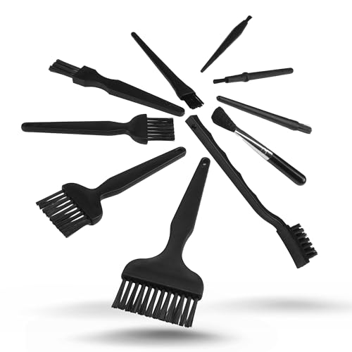 Electronics and Computers Cleaning Kit - Set of 10 Brushes ESD (Electrostatic Discharge) with EVA case - Black Zipper