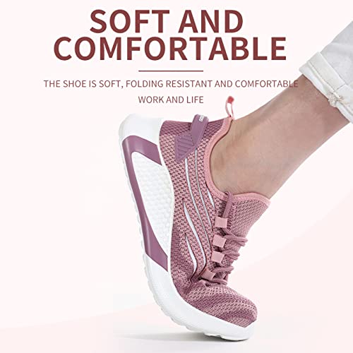 Maizun Womens Steel Toe Shoes Lightweight Safety Work Shoes Indestructible Non Slip Composite Toe Shoes Pink #TOP5