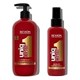 REVLON PROFESSIONAL UniqOne Rutina Champú Todo en Uno 490 ml + Spray Sin Aclarado 150 ml - Limpieza Suave, Hidratación, Protección Térmica y Desenredado para Todo Tipo de Cabello