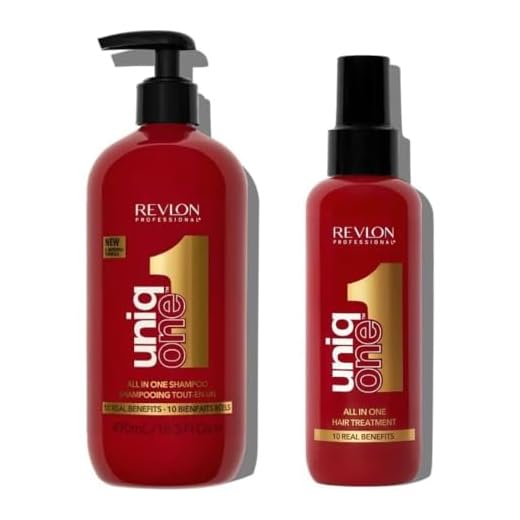 REVLON PROFESSIONAL UniqOne Rutina Champú Todo en Uno 490 ml + Spray Sin Aclarado 150 ml - Limpieza Suave, Hidratación, Protección Térmica y Desenredado para Todo Tipo de Cabello