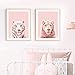 Rosa Pantera Stampe Leone Tigre Arte Poster Scuola Materna Selvaggio Animali Fard Rosa Pastello Parete Arte Tela Quadri Bambini Camera Decorazioni Senza Cornice