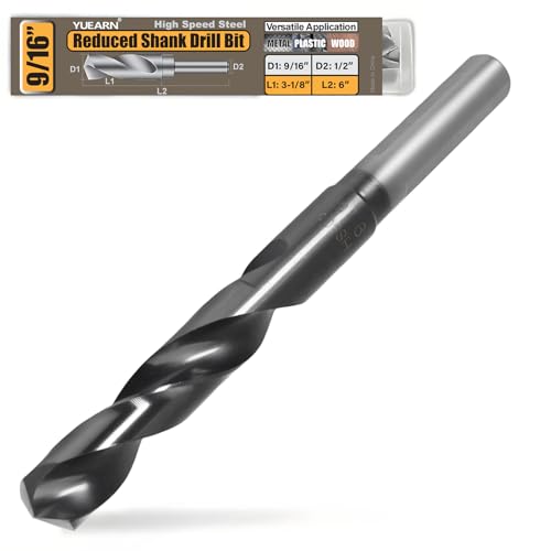 9/16 Inch Cobalt Drill Bit for Metal - M35 Titanium Aluminum Nitrite Coated HSS 9/16 Diameter 6 Total Length with 3-Flat Shank for Steel Pipes Metal Sheets & Automotive Repair