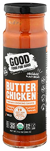 Good Food For Good Organic Butter Chicken Sauce, Indian Mild Curry, Keto & Whole30 Approved, No Artificial Flavors, 9.2 Oz #TOP1