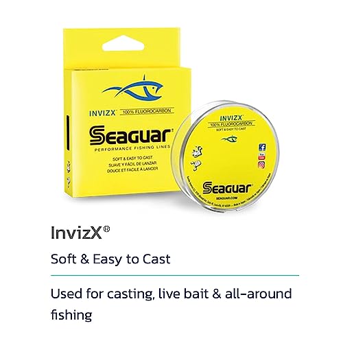 Image of Seaguar InvizX Multi-Species Fishing Line for Casting, Live Bait, Freshwater, 100% Fluorocarbon, Clear, Multiple Sizes