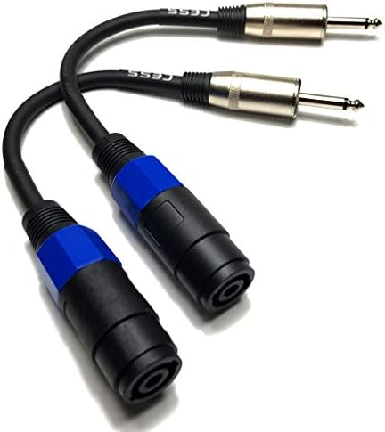Speakon Female to 1/4" Male TS Speaker Cable, 6 in, 2-Pack