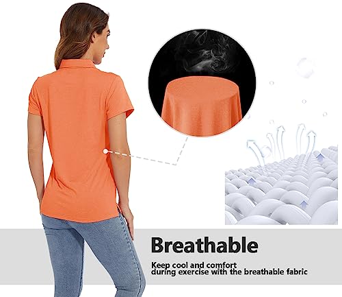 Tacvasen Polo Shirts For Women Lightweight Shirts Tennis Shirts Quick Dry Shirts Sun Protection Shirts Uv Shirts Work Shirts Orange #TOP5