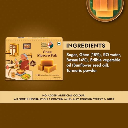Image of Sweet Karam Coffee Ghee Mysore Pak - 100g | No Maida or Preservatives | Traditional South Indian Sweet | Soft & Rich Melt-in-the-Mouth Texture | Authentic Homemade Recipe | Perfect Festive treat