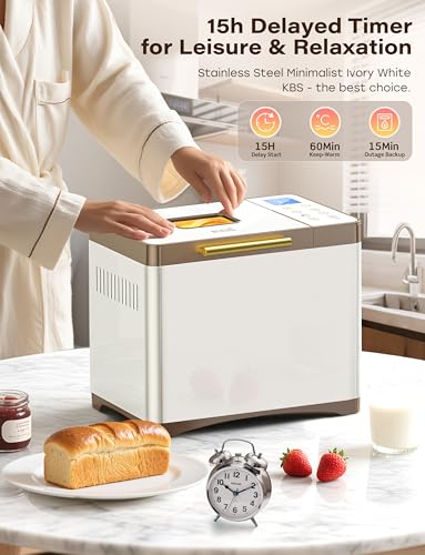 Image of KBS 20-IN-1 Bread Maker with Custom Program, 650W Bread Machine with Nonstick Ceramic Pan & Stainless Steel Paddle, 2LB Bread Maker Machine, Polish Bread, Gluten-Free, Touch Panel, 15H Timer, 3 Colors