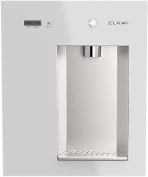 Elkay Liv EZ LBWDM0WHBC Built-in Filtered Wall-Mount Water Dispenser Battery Powered, NSF Certified, Push Button, Reduces Lead & PFAS, Aspen White, Non-Refrigerated Ideal for Home