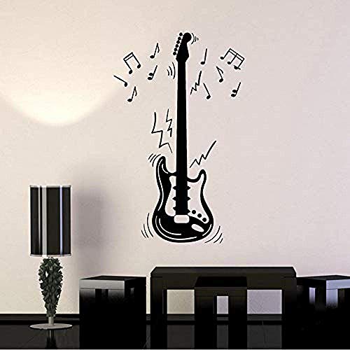 Guitarra Eléctrica Partitura Instrumento Música Vinilo Tatuajes De Pared Decoración Para El...