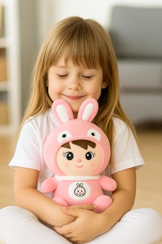 Image of Soft Plush Doll for Girls with Rabbit Ear, Teddy Bear, Soft Toy for Baby Girl, Best Gift Toy, Girls and Adults | Valentines (27cm, Pink)