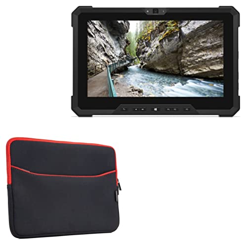 BoxWave Schutzhülle für Dell Latitude 7212 Rugged Extreme Tablet, SoftSuit mit Tasche, Schwarz mit roten Rändern