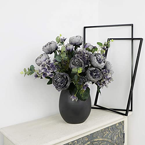 Qianmo Big Artificial Flowers Arrangement Fake Faux Silk Peony Hydrangea Bouquet For Party Wedding Decoration Home Décor Crafts (Purple & Grey) #TOP7