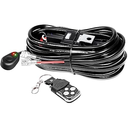 Willpower 10FT 40A 12V LED Light Bar Strobe Wiring Harness Kit ON Off Remote Control Switch Power Relay Blade Fuse for Off Road Driving Lights Fog Work Lights (1 Leads)