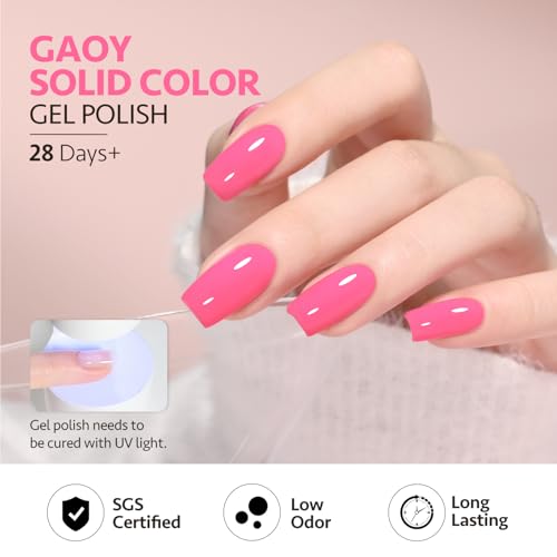 Image of GAOY Pink Gel Nail Polish Set, 6 Colors Neon Light Bright Baby Pink Soak Off UV Light Cure Gel Polish Kit for Salon and Nail Art DIY at Home