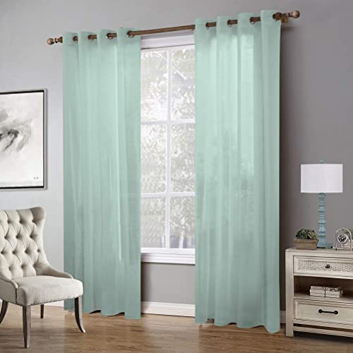Rideaux voile transparents 140x160 ensemble de 2 pièces vert - 3