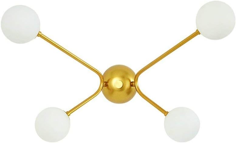 ZLHLL 4 LED Wrought Iron Wall Lamp, Nordic Golden Glass Ball Decoration Wall Hanging Lamp Modern Bedroom Study Dining Room Wall Lamp Room Corridor Bedside Table Wall Lamp