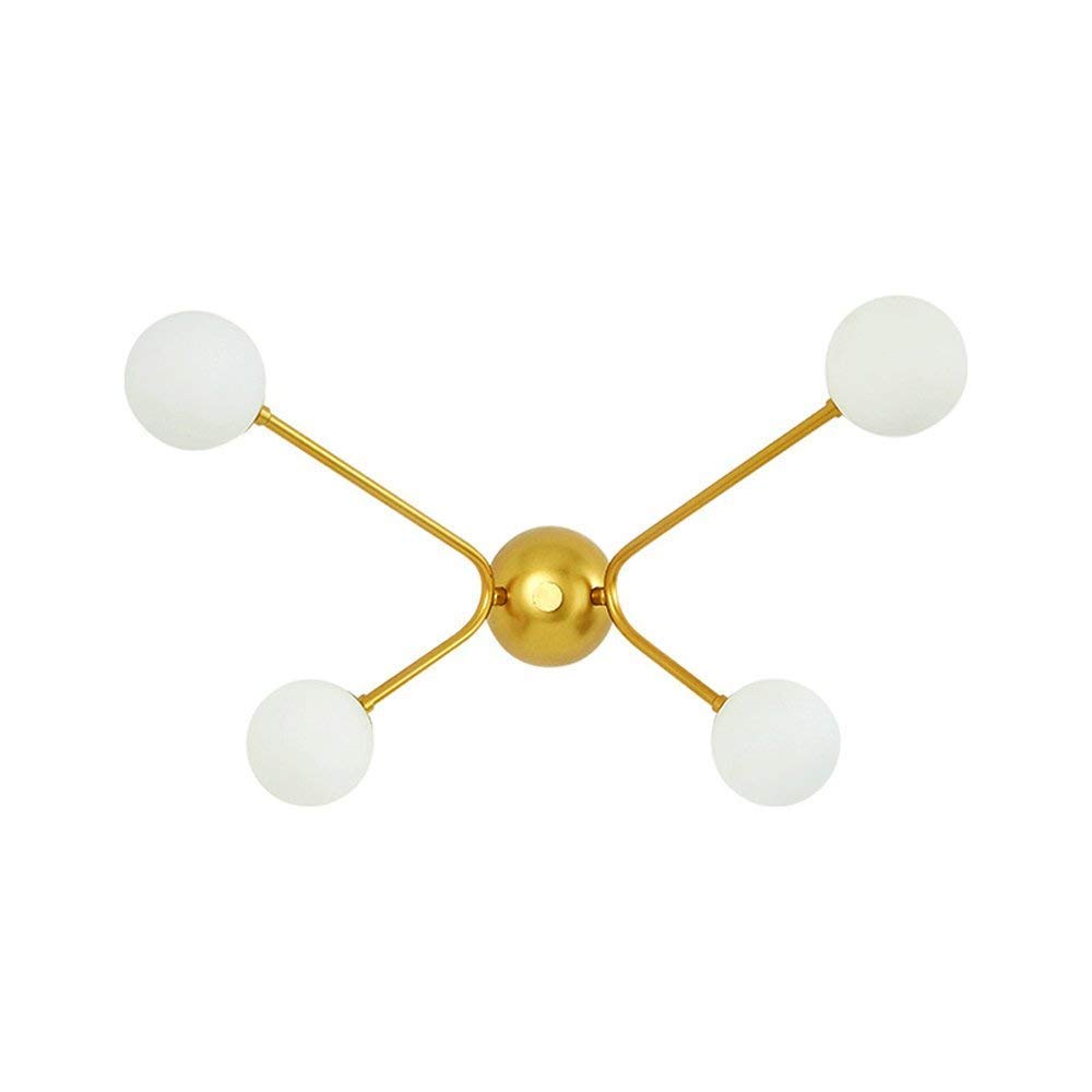 ZLHLL 4 LED Wrought Iron Wall Lamp, Nordic Golden Glass Ball Decoration Wall Hanging Lamp Modern Bedroom Study Dining Room Wall Lamp Room Corridor Bedside Table Wall Lamp