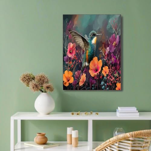 Tableau colibri imprimé fleur pour salle de bain sans cadre - 2