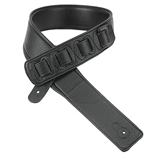 Walker & Williams G-918 Finition naturelle Cuir Noir rembourré Sangle de guitare - Les Beatles, Paul McCartney, John Lennon, RIngo Starr, George Harrison Walker & Williams G-918 Finition naturelle Cuir Noir rembourré Sangle de guitare – Image 5